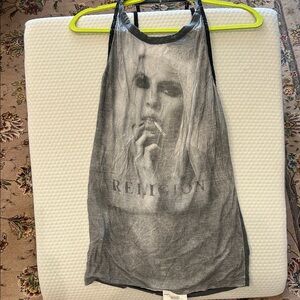 Religion of London Edgy Top with A Sexy Back and Beaded Straps—L